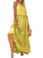Vestido De Verano Para Mujer Con Camisola Y Falda Larga Estilo Europeo Y Americano Sin Mangas Cuello Redondo Polyester Spandex - details 33