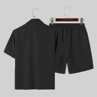 Incercun Conjunto De Hombre 2024 Casual Estilo Callejero Blazer Corto Y Shorts Color Sólido Cierre De Botón Unico Primavera Verano Polyester - details 8