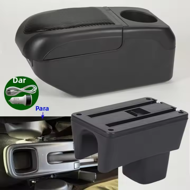 Soporte De Brazos Para Coche SUZUKI Swift Caja De Almacenamiento Automática Cubierta De PU Cuero Y Plástico ABS Aumento De Altura Interior 2005-2025 - 1