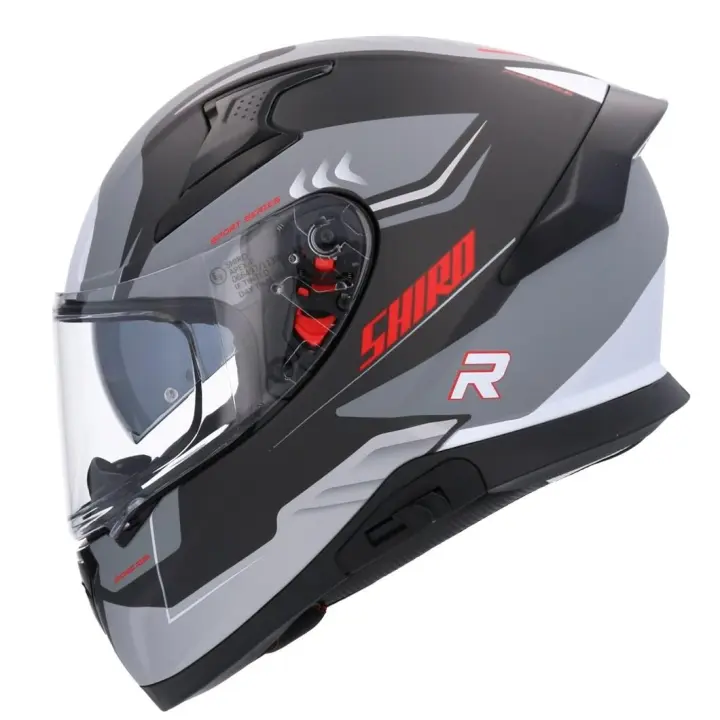 SHIRO HELMETS Casco Integral KATANA ORBE Negro Rojo Gris y Blanco - 1