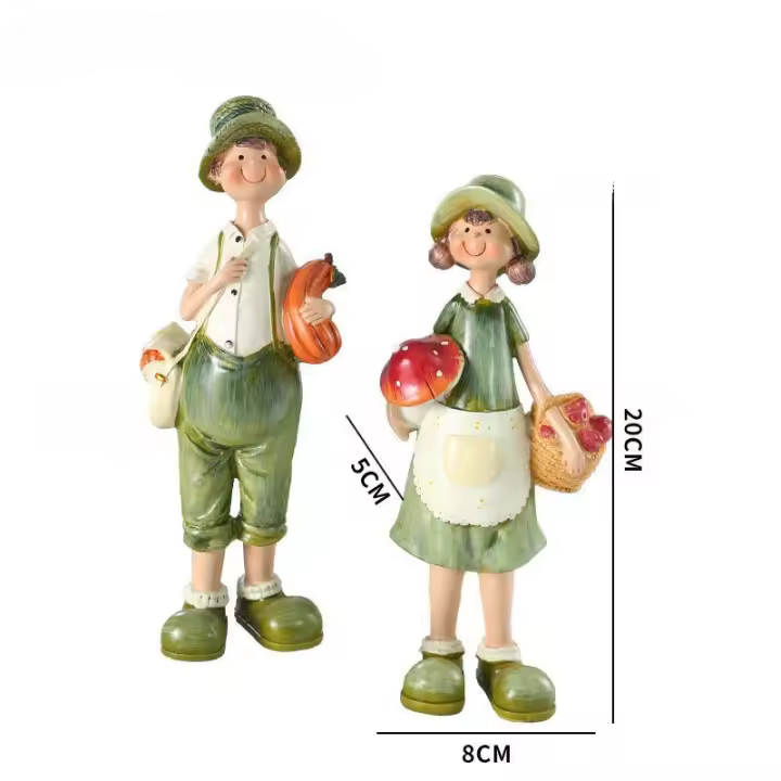 2PCS Decoración Creativa De Resina Para Hogar Y Habitación De Niños Estilo Rural Adornos Lindos Para Escritorio De La Casa - 1