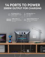 DaranEner NEO2000 Estación de Energía Portátil, Generador Solar con Batería LiFePO4 2073.6Wh, Salida de CA 2000W, Carga Completa en 1.8H, 3*AC, 4*DC, 4*puertos USB (QC3.0), 2*puertos Type-C (PD 100W), 1*enchufe para coche, carga inalámbrica de 15W - details 0