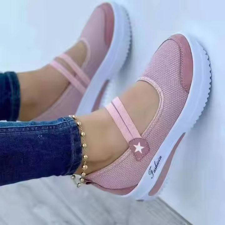 Nuevos Zapatos De Mujer Casual Sólido Plataforma Transpirables Con Malla Zapatillas Deportivas Cómodas Para Hacer Ténis Cierre SLIP-ON Talla Verdadera - 1