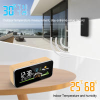 Estación Meteorológica Inalámbrica Con Reloj De Madera Termómetro Y Higrómetro Digital Sensor Inalámbrico Para El Hogar Temporada Estación Del Año - details 3