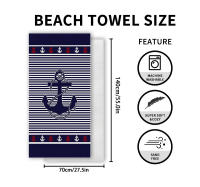 Toalla de playa de microfibra de secado rápido con estampado deportivo de verano, toalla de baño absorbente agrandada para nadar en la playa - details 4