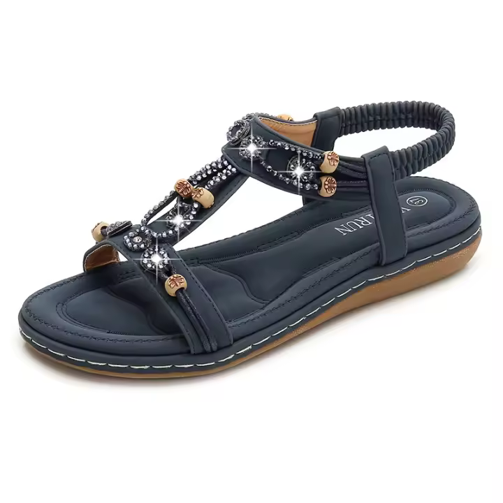 Zapatos de playa para mujer, casuales, nuevos, de alta gama, versión ancha, de una sola tira, punta redonda, suela plana, zapatos de playa para mujer - 1