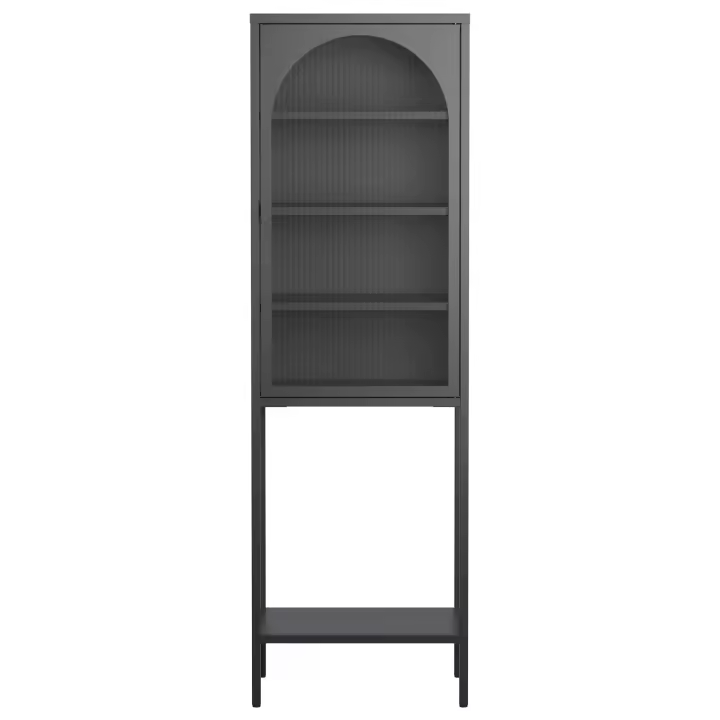 Gabinete Estantería Metal with Puerta de Vidrio Temperado | 5 Grados + 3 Estantes Ajustables | Estructura Robusta para Cocina, Comedor, Sala y Baño | Dimensiones 160x50x35 cm - 1