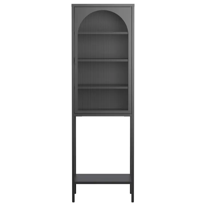 Gabinete Estantería Metal with Puerta de Vidrio Temperado | 5 Grados + 3 Estantes Ajustables | Estructura Robusta para Cocina, comedor, Sala y Baño | Dimensiones 160x50x35 cm - 1
