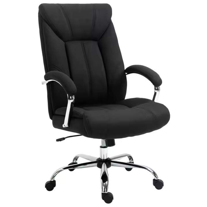Vinsetto Silla de Oficina con Función Mecedora, Silla Ergonómica con Reposabrazos Acolchado, Reposacabezas, Silla de Escritorio Regulable en Altura, Silla Giratoria con Respaldo, Nylon, 65 x 78 x 110-118 cm - 1