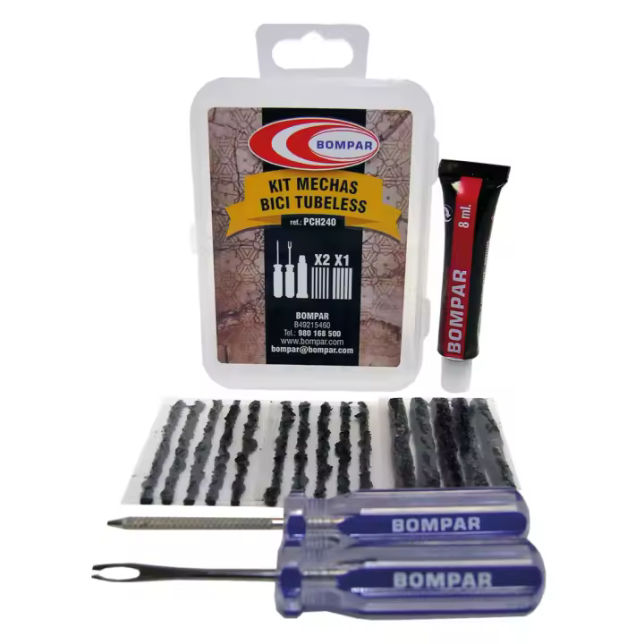 KIT DE MECHAS PARA REPARACION DE BICICLETA CON TUBELESS BOMPAR - 1