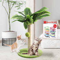 Poste De Rasguñar Para Gato Con Hojas Verdes Y Cordón De Sisal Para Interiores Poste De Gato Con Diseño Lindo Para Gatos Jóvenes Y Adultos Producto Para Mascotas - details 2