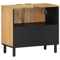 vidaXL Armario de lavabo de baño madera maciza mango marrón 62x33x58cm - details 3
