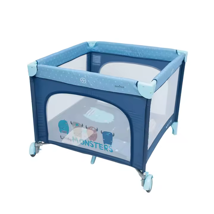 Olmitos - Cuna parque plegable de viaje puerta frontal - con ruedas y freno - 1