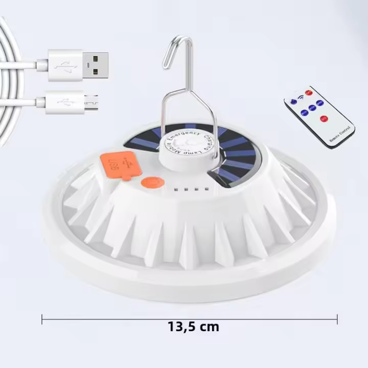 Linterna De Camping Potente Recargable 6000mAh Con LED Luz De Tenda Portátil Con Batería Integrada Y Carga Solar - 1