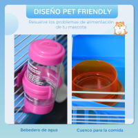 PawHut Jaula para Hámster 46x30x37 cm Casa para Hámster con Tubos Comedero Bebedero Rampa Rueda de Ejercicio y Asa Portátil para Interior y Exterior Azul y Blanco - details 4