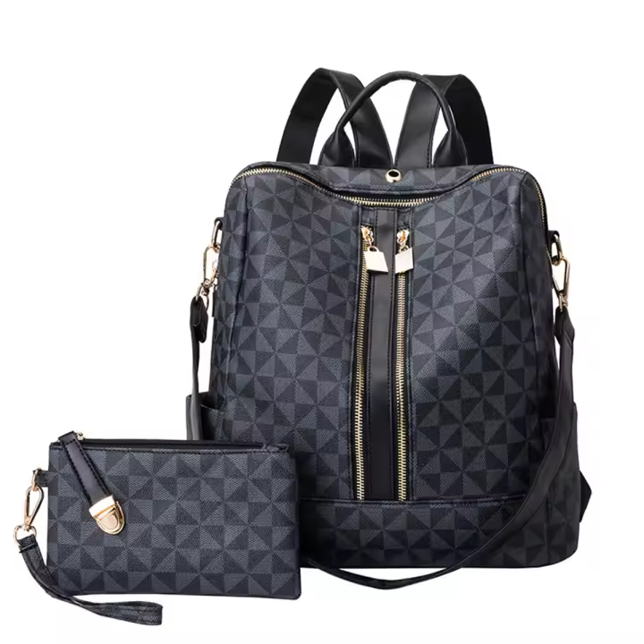 Set De 2 Bolsos Para Mujer Impermeable Con Hombros Doble Cruzado Bolso De Mano Y Mochila Viaje Feminino Material PVC Con Lining De Poliéster - 1