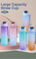 Botella Deportiva De 750ml Color Cambiante Y Neblinosa Arcoíris Con Tapa De Taza Y Tiras De Agua Para Adultos Material Plástico Resistente Al Calor - details 0