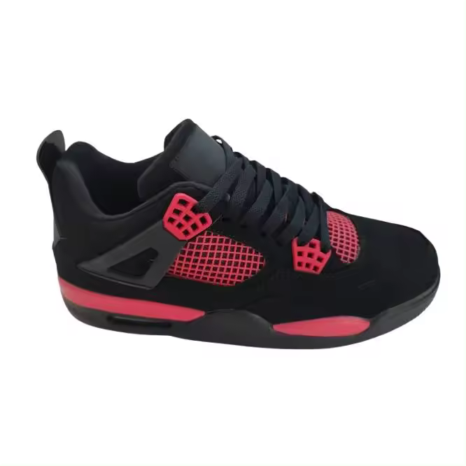 Mº 2 DEPORTIVA TIPO BASKETBALL EN NEGRO Y ROJO EN CUERO SINTENTICO ATADO CON CORDONERA MUY COMODAS - 1