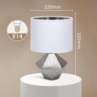 Aigostar Lámpara de Cerámica, casquillo E14, φ220mm. Forma de diamante, Plateado. Lámpara de Mesa o Mesita de Noche, Pantalla de Tela, Lámpara Escritorio Diseño moderno para Estudio, Salón - details 9
