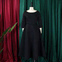 Vestido Elegante Para Mujer 2024 Moderno Cuello Redondo Tres Cuartos Ajustado a La Cadera A-Line Midi Fiesta Cumpleaños Cena Boda - details 25