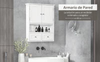 Armario de Pared para Baño Armario Colgante Mueble Suspendido de Baño con 2 Puertas y 2 Cajones para Cocina Estilo Moderno 50,8x17,8x66 cm Blanco - details 0