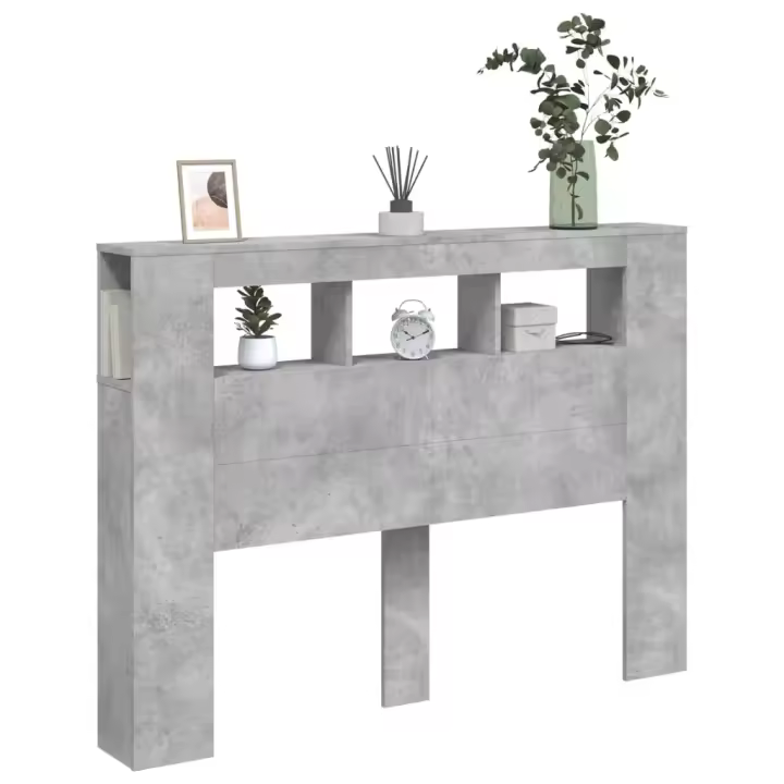 vidaXL Cabecero LED madera ingeniería gris hormigón 140x18,5x103,5 cm - 1