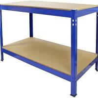 Mesa de Trabajo Metálica Q-Rax de Acero Sin Tornillos Azul Banco de Trabajo Metálico Metal Taller Carpintero Profesional Garaje Banco Trabalho 120cm x 60cm x 90cm Tool Work Bench Workbench Garage - details 0