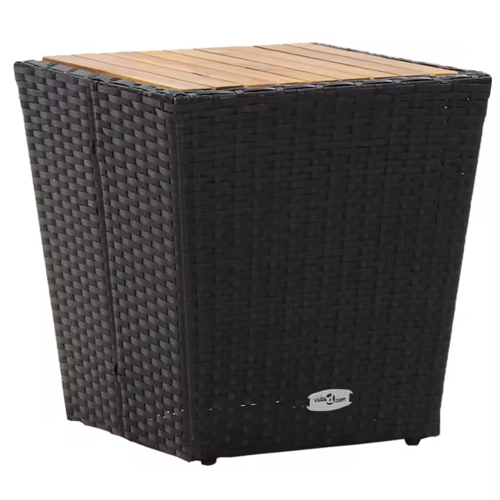 Mesa de Centro Ratán PE y Madera maciza Acacia 41,5x41,5x43 cm - 1