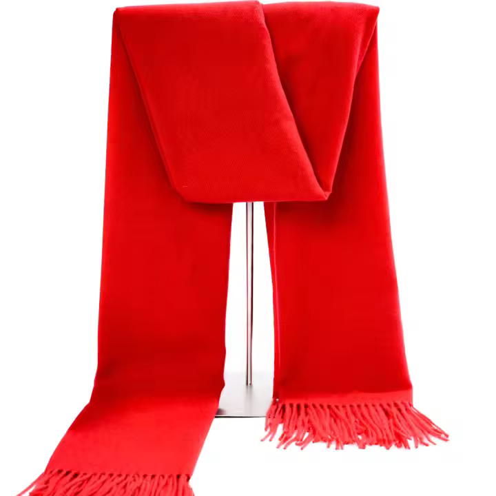 Bufanda Grande Roja Con Borla Para Mujer Adecuada Para Fiestas De Año Nuevo Chino Comidas Externas Y Bodas Estilo Casual Mantel Grande De Poliéster Para Todas Las Estaciones - 1