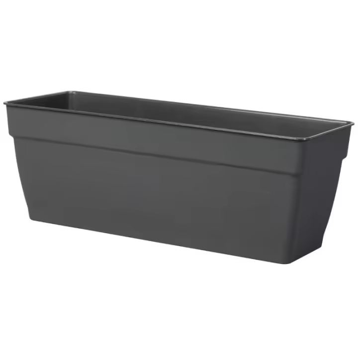 Verdecora - Jardinera Ninféa R Antracita - Reciclado - Con Reserva de Agua - Resistente Al Hielo - Resistente a los Rayos UV - Uso Interior y Exterior - Con Agujero - 48x18 Cm - 1