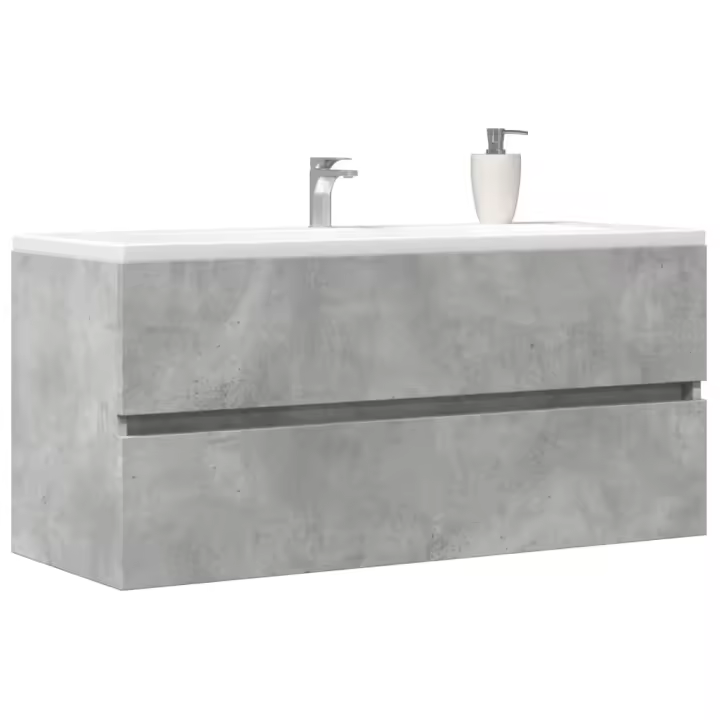 vidaXL Armario para lavabo contrachapada gris hormigón 100x38,5x45 cm - 1