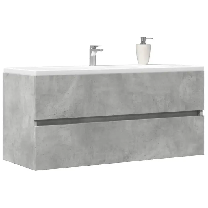 vidaXL Armario para lavabo contrachapada gris hormigón 100x38,5x45 cm - 1