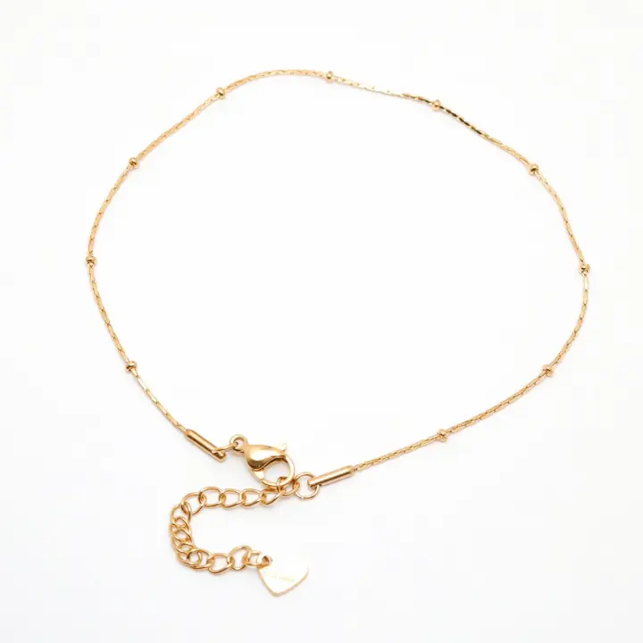 Pulsera De Tobillo De Acero Inoxidable 304 Color Dorado Para Mujer Accesorios De Playa Joyería Cadena De Pies Regalos 23cm+4.8cm - 1