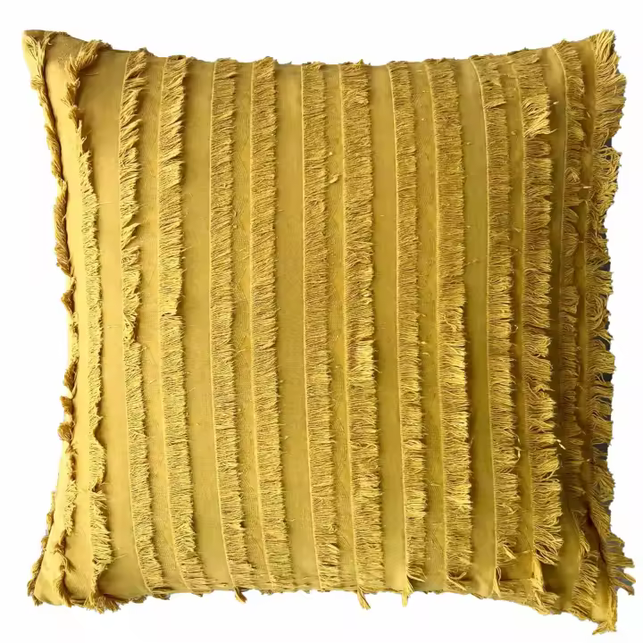 Cojín Amarillo Flecos 45x45 cm - 1