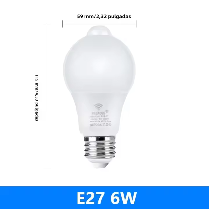 2pcs Bombilla LED E27 Con Sensor De Movimiento PIR Luz Nocturna Automática Para Sala De Estar Iluminación De Parkings 6W-20W AC220V - 1