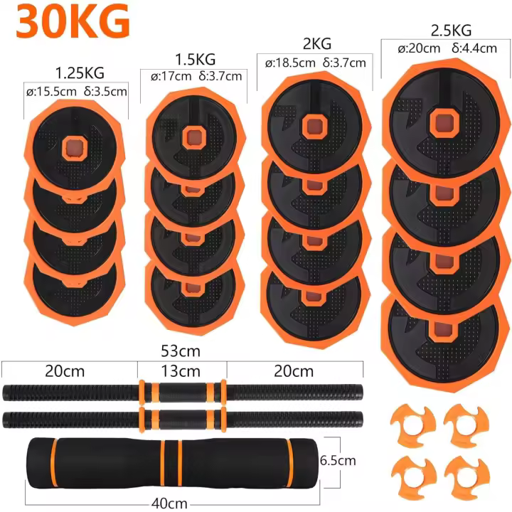 OZIO FITNESS Kit Mancuernas Ajustables 10 kg / 15 kg / 20 kg / 30 kg / 40 kg 2 en 1 Pesos Poligonales Fitness - 1