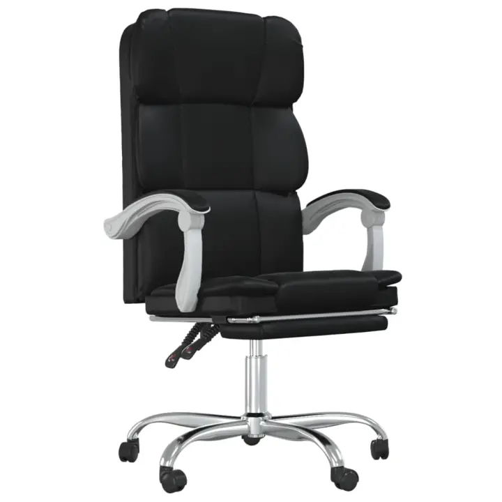 Silla de oficina reclinable de cuero sintético Negro - 1