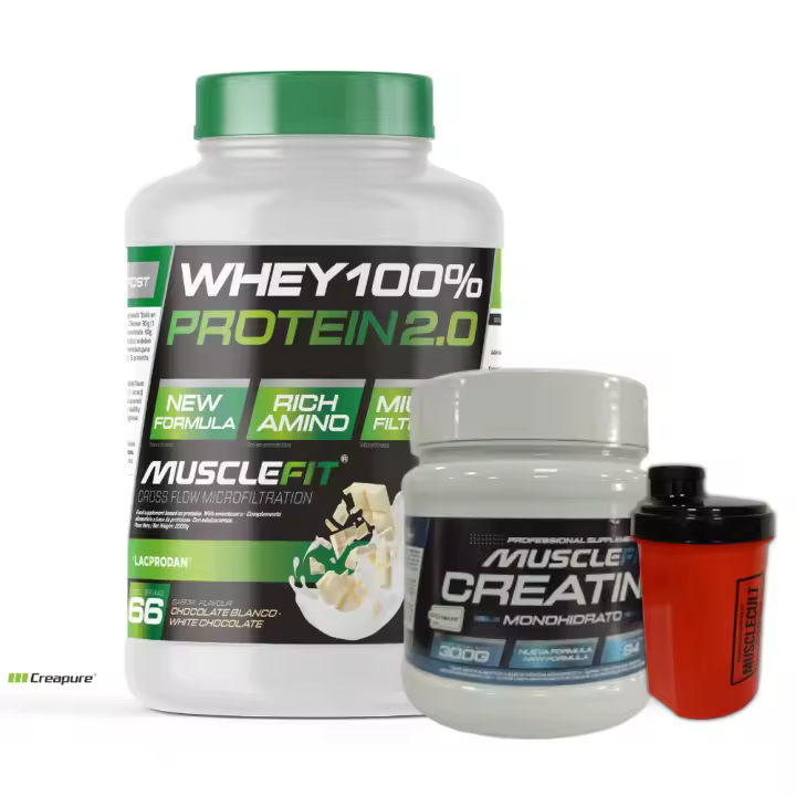 Pack WHEY 2kg + Creatina Creapure 300g + Shaker (regalo) -  MuscleFit │MUSCLEVIP│MAS MUSCULOS - 1