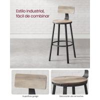 Juego de 2 taburetes altos de cocina con respaldo, estilo industrial, estructura de acero, asiento de 73 cm, fácil montaje, varios colores disponibles - details 5