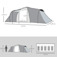 Outsunny Tienda de Campaña Familiar para 4-6 Personas Tienda de Camping Plegable con 2 Ventanas y Bolsa de Transporte Impermeable Anti-UV para Senderismo 590x245x193 cm Gris - details 2