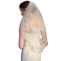 Nueva Llegada De Velos De Novia Blancos Y Blancos De Ivoiry De Un Capulín De Encaje Aplicado En Venta Por Pieza - details 6