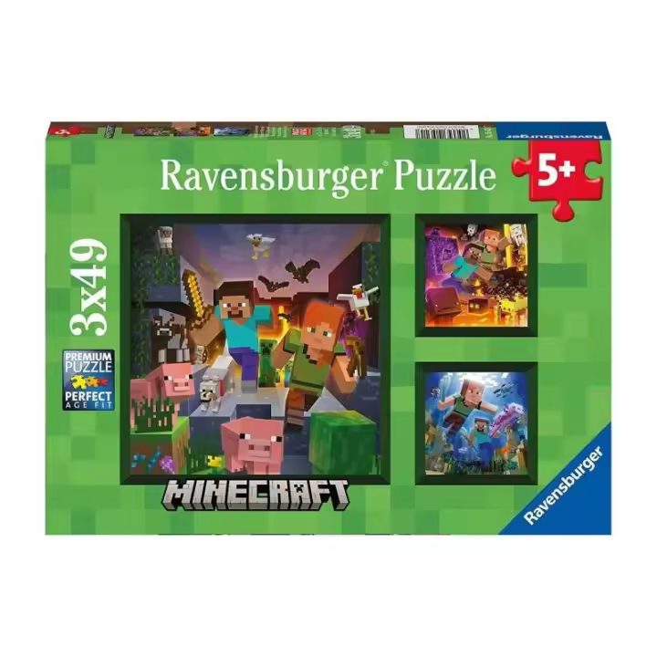 Puzzles 3x49 Piezas Minecraft de Ravensburger - 1