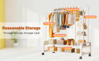 Burro Ropa,Burro ropa con ruedas,Perchero burro ropa resistente,Burro ropa con 4 layers of storage(blanco) - details 1