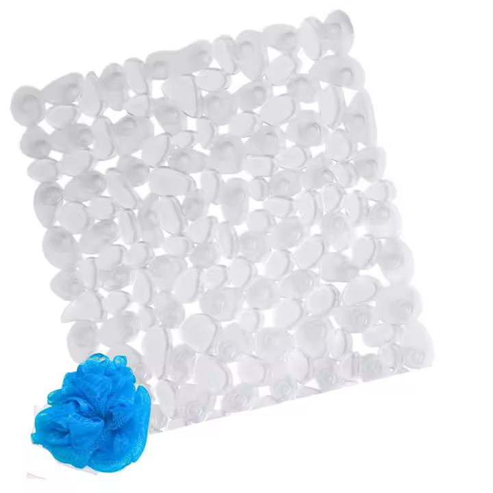 JANDTEK Alfombra Ducha Antideslizante 54x54cm + Estropajo Ducha Colores Variados | Seguridad y Comodidad - 1