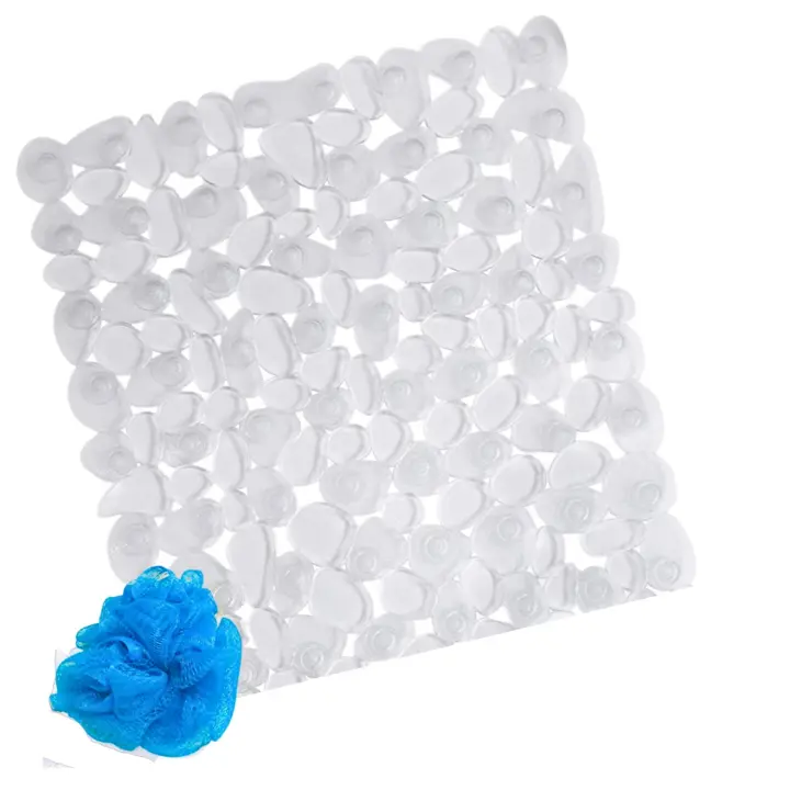 JANDTEK Alfombra Ducha Antideslizante 54x54cm + Estropajo Ducha Colores Variados | Seguridad y Comodidad - 1