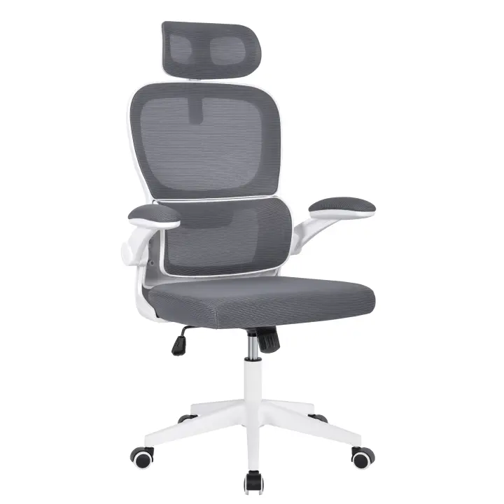 Silla de oficina ergonómica con respaldo de malla transpirable y reposacabezas ajustable. Asiento acolchado y cómodo - 1