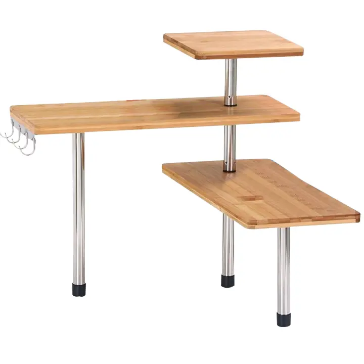 Cosgomarket Organizador de Bambú para Armario de Cocina , Dimensiones 39x43x18cm. Diseño Extensible y Apilable, Perfecto para Optimizar el Espacio en el Armario. Estante Esquinero Ideal para la Cocina - 1