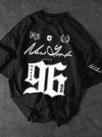 Camiseta De Verano Para Hombre 2025 Estampado Digital Deportiva Casual De Poliéster Con Cuello En V Manga Larga Para Todo El Año - details 3