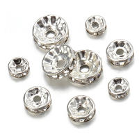 100pcs Cuentas De Cristal Plateado Rhinestone Espaciador Para Pulseras Y Collares Componentes Para Joyería DIY Tamaños Variados - details 3
