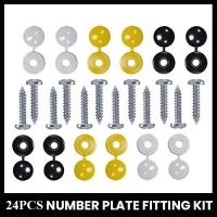 Kit De Fijación Para Placas De Coche 24 Piezas Tornillos Y Cubiertas En Negro Amarillo Y Blanco Accesorios De Coche - details 0